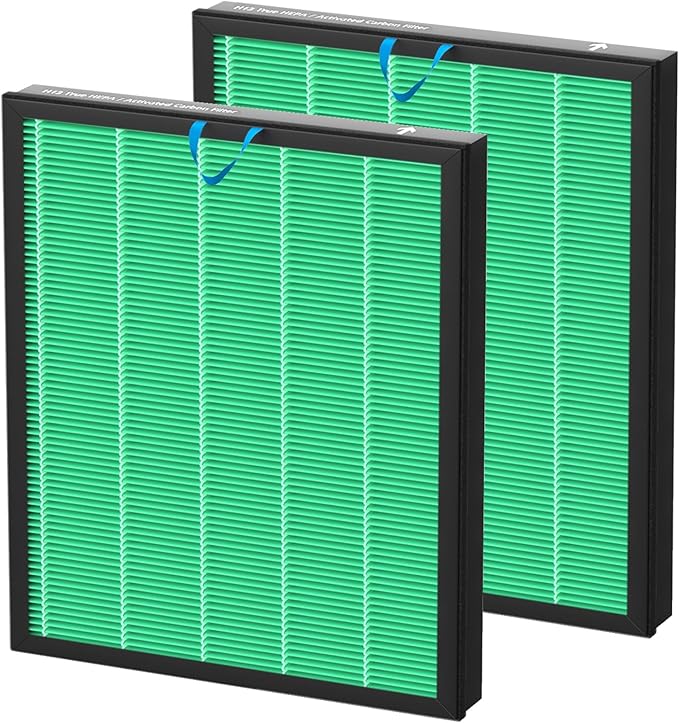 Vital 100S Replacement Filter for LEVOIT Vital 100S and Vital 100S-P Air Purifier, H13 Ture HEPA and Activated Carbon Vital 100S-P Filters, Vital 100S-RF-TX, 2 Pack Green