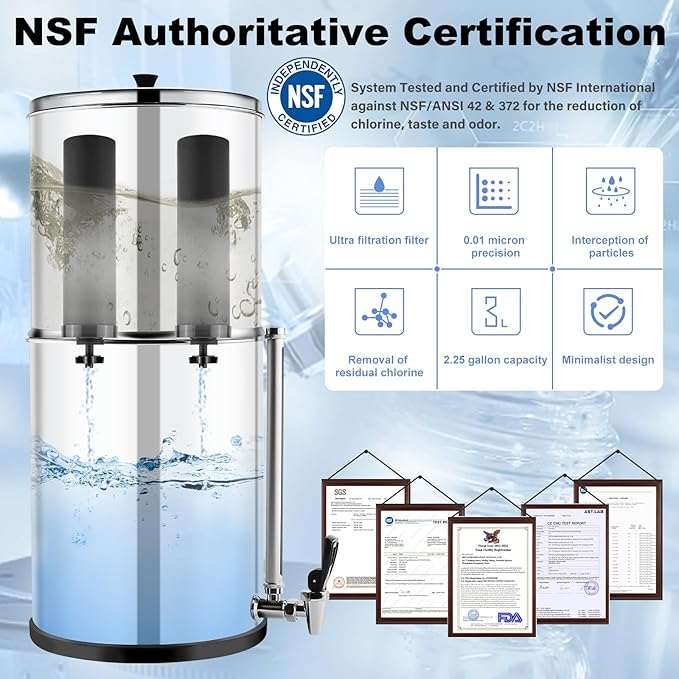 Upgrade Black Water Filter Activated Carbon by Fetechmate with Ultra Filtration Membrane Water Purification Elements Replacement Compatible with Ber-key Gravity Water Filtration System (4 Pack)