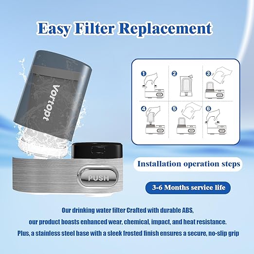 Faucet Water Filter for Sink, Mechanical Switch Button,350 Gallon Water Purifier for Sink, NSF Certified to Reduces Chlorine and Bad Taste with One Replacement, T5-Black.