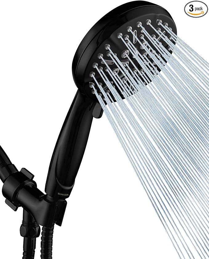 Matt Black Shower Head with Handheld Spray High Pressure-Multifunction Strong Flow Rain Massage Showerhead with Extra long Hose and Adjustable Overhead Holder – La Mejor Regaderas Modernas Para Ducha