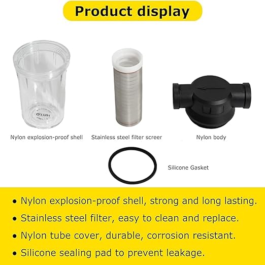 Generic 1" 80 Mesh Water Pump Strainer Filter for High Pressure Washer, Sediment Filter Attachment