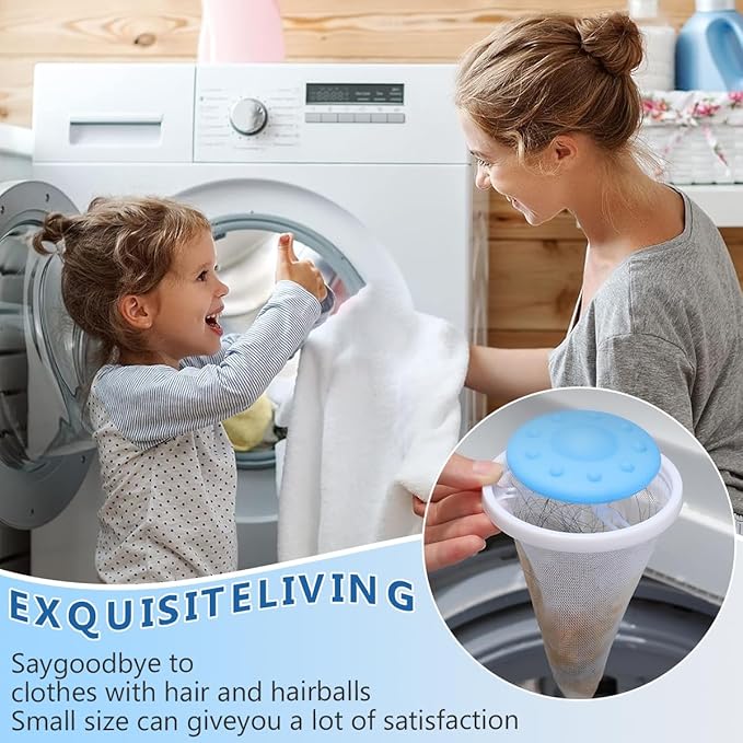 Floating Hair Filtering Mesh, Hair Catcher Washer Machine, Lint Traps for Washing Machine Hose, Hair Filter Cleaning Mesh Bag Dog Cat Hair Remover for Laundry (6pcs)