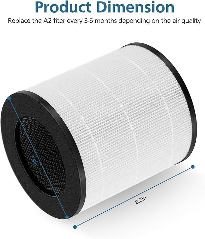 2 Pack A2 Replacement Filter Compatible with AMEIFU GDAP1W and VEWIOR A2 (ClearAir-A2) Air Purifier, 3-in-1 HEPA Filter with High-efficiency Activated Carbon Filter for Pollen Dust Pet Dander Smoke