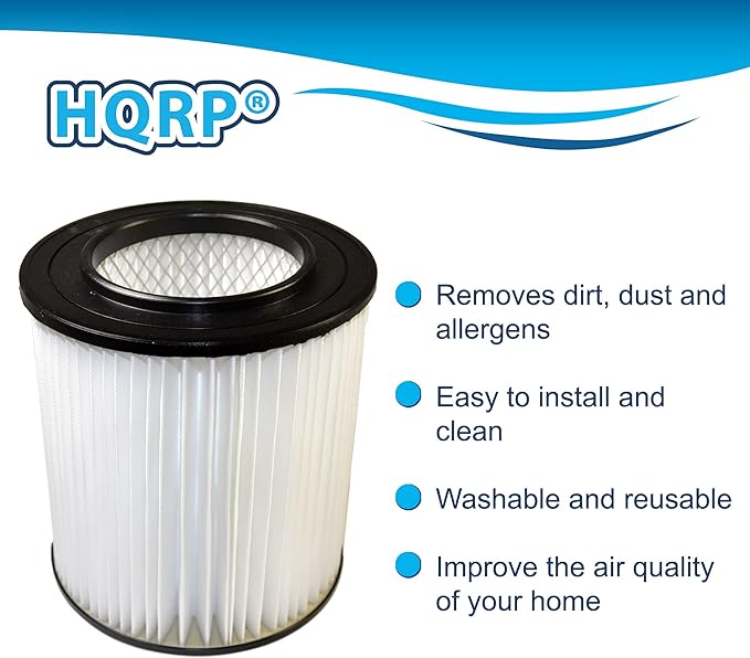 HQRP 2-pack 7" Filter compatible with Dirt Devil Pro 390, 590, 690, 890, 990, Platinum Force 299e H-P Central Vacuum Systems, 8106-01 Replacement