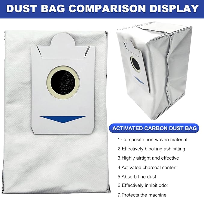 Replacement Accessories Parts Compatible with ECOVACS DEEBOT T30S/ T30s AI/ T30 Care Robot Vacuum Cleaner.（2 Main Brush,6 Side Brushes,6 Hepa Filters,8 Mop Pads,6 dust Bags）