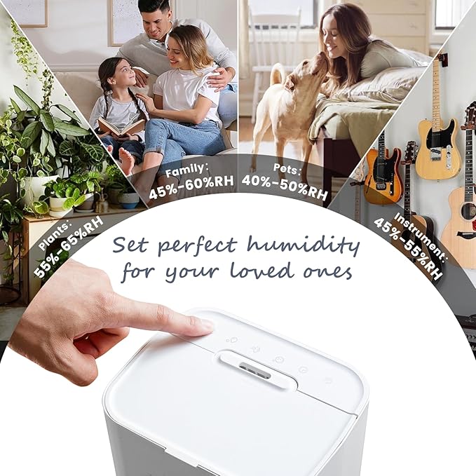 Humidifier Large Room, 2.1Gal/8L 3 Speed Quiet Humidifiers for Bedroom with Timer, Top Fill Ultrasonic Cool Mist Humidifier with Humidity Setting, Timer, Aroma Box for Home, Plant, Baby, Yoga