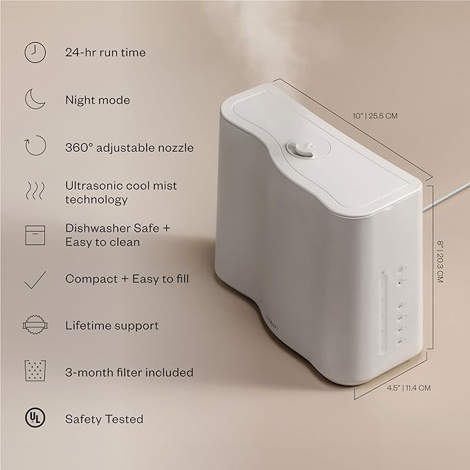 Vitruvi Cloud Humidifier for Bedroom (Snow White)