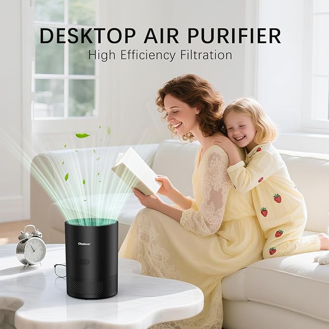 Chuboor Air Purifiers for Home Large Rooms up to 2190ft², H13 True HEPA for Bedroom Dorm Room Pets, kitchen, washroom, with Timer, Auto Mode, Sleep Mode, for Smoke and Dust, Pollen, Odors, PJ01, Black