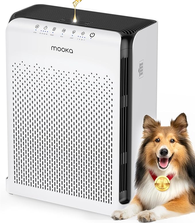 Air Purifiers for Home Large Room up to 2200ft², MOOKA Air Purifier for Home Pets Bedroom with ECO Mode & Fragrance, HEPA Air Filter Cleaner for Pet Hair Dander Smoke Living Dorm Room Office, M200L