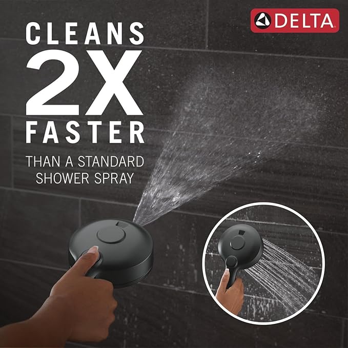 Delta 5-Setting HydroRain 2-in-1 Dual Shower Head with ProClean Spray, Matte Black High Pressure Shower Head with Handheld Spray, 1.75 GPM Flow Rate, Matte Black 75419BL