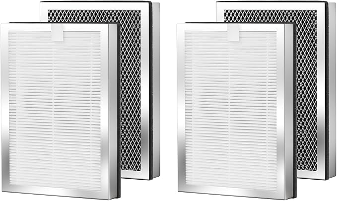 Air Purifier Replacement Filters 4 Pack Compatible with 25 Series Air Purifier Filter S1/W1/B1,3-in-1 Filters H13 True HEPA and Activated Carbon Filters Compatible with Series Air Purifier