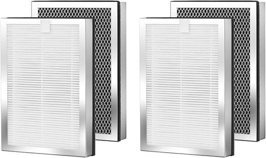 Air Purifier Replacement Filters 4 Pack Compatible with 25 Series Air Purifier Filter S1/W1/B1,3-in-1 Filters H13 True HEPA and Activated Carbon Filters Compatible with Series Air Purifier