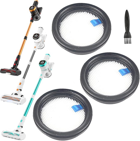3Pack Hepa Filters Replacement Compatible with Tikom V500 Cordless Vacuum Cleaner. Tikom Vacuum Accessories or Parts for V500.