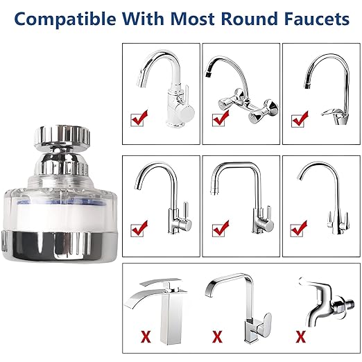 14 Pcs Sink Water Filter with Filter Elements Set, Universal Sink Faucet Filter 360°Rotating,Tap Water Filter Removes Fluoride Hard Water,Faucet Filter Faucet Extender for Home Kitchen Sink