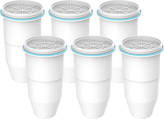 AQUA CREST Multiple-Stage Water Filters, Compatible with ZeroWater® Pitcher and Dispenser, Reduces Chlorine, PFOA/PFOS, Taste and Odor, TDS and More, 6 Pack