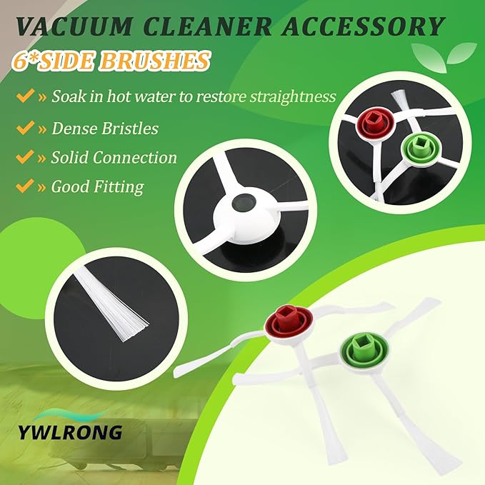 Replacement Parts for ECOVACS DEEBOT T20 Omni/T20 Max/ T20 Pro /T20e Omni Accessories Kit with 1 Rubber Brush,4 Dust Bags,4 Hepa Filters,4 Mop Pads,6 Side Brushes Vacuum Cleaner Set Accessories