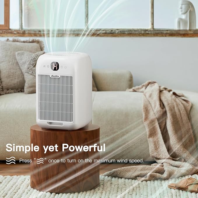 Air Purifiers for Home Bedroom Up to 908 Sq Ft Each One by 10W Brushless DC Motor, Dual Air Intakes, 3-in-1 HEPA Filter with Sleep Mode, Aromatherapy, for Smoke, Pet Dander, Pollutants Odor, 2 PACK