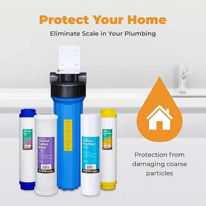 Rotek Water Systems Whole House Water Filtration System | 1-Stage Water Filter System | SED | Clean Water | Sediment Filter | 20 Inch