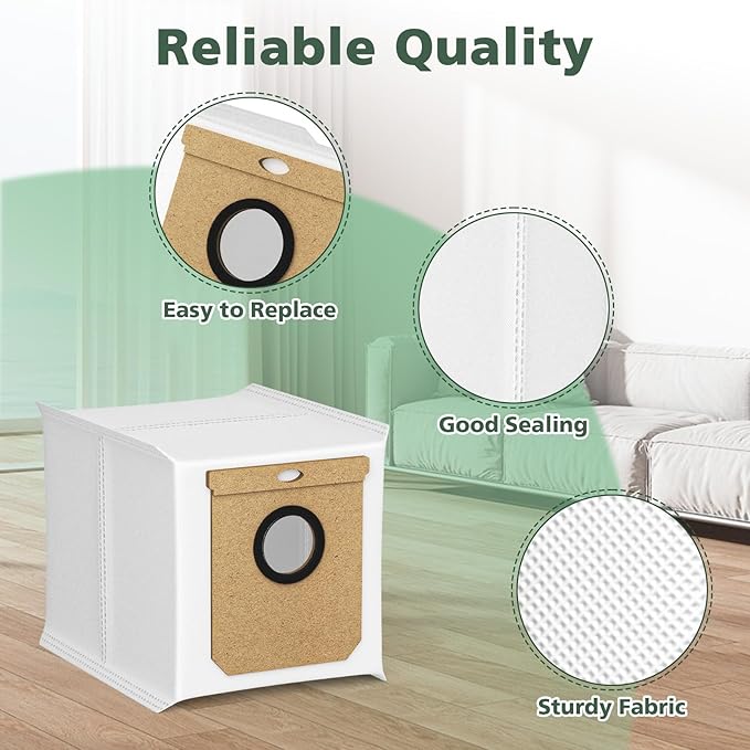 10 Pack Replacement Dust Bags for eufy L60 SES L50 SES Robot Vacuum, 2.5L Replacement Bags for Haier H9+, Conga Home 10000, 8090 Ultra, 9090 AI Vacuum Cleaner