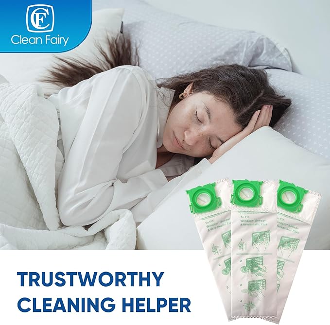 CF Clean Fairy 12Pack Micro Synthetic Cloth Bags Compatible With Sebo C G & X series & Windsor Sensor S12 S15 XP12 XP15 XP18 SR12 SR15 SR18 Versamatic Plus Replacement for 5093AM Vacuum Filter Bags