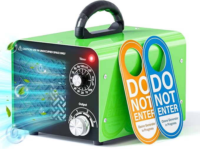 Ozone Generator 90,000mg, Upgraded Triple-Layer Ozone Output Board–Ozone Machine For Areas up to 5,500 sq. ft,Industrial & Home O3 Air Purifier for Home,Rooms, Smoke, Cars,and Pet (Green)
