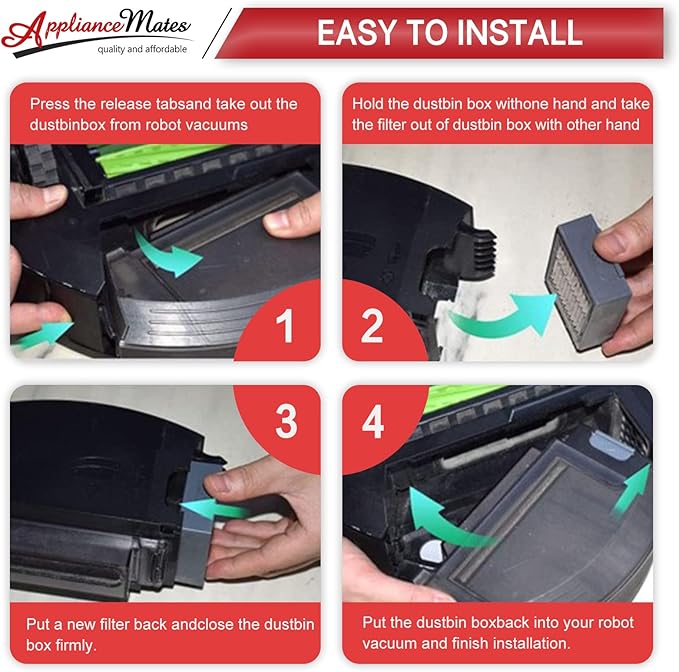 HEPA Filters Replacement for iRobot Roomba E I & J Series i7 i7+/plus i3 i3+ E5 E6 E7 i4 i4+ i5 i5+ i6 i6+ i8 i8+ Vacuum Cleaner, 12 Pack High Efficiency Filters + 1 Cleaning Brush