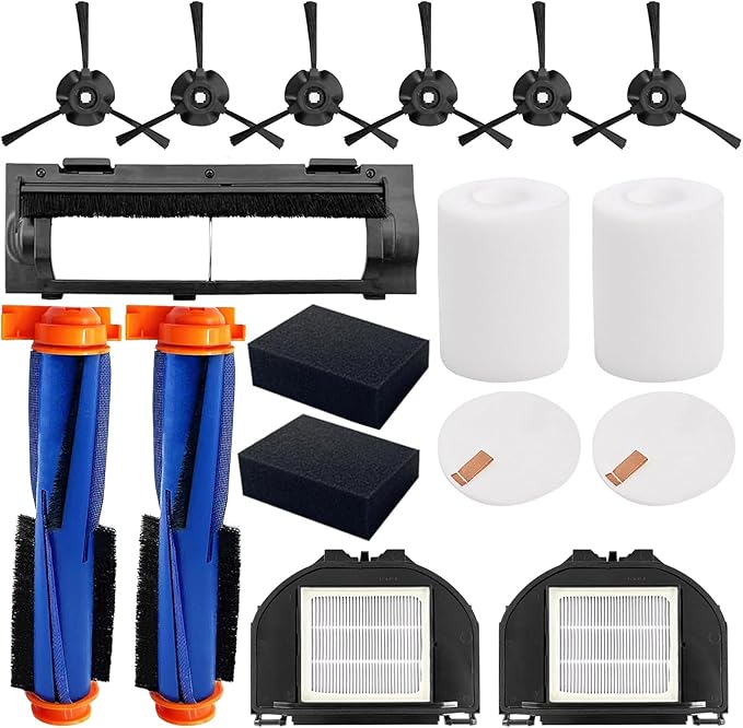 RV2310AE Replacement Parts for Shark AV2310AE/RV2320S/UR2350AE/RV2300S Matrix Robot Vacuum 2 Roller Brushes, 6 Side Brushes, 2 HEPA Filters, 2 Foam & 2 Sponge Filters, 1 Main Brush Cover-15 Pack