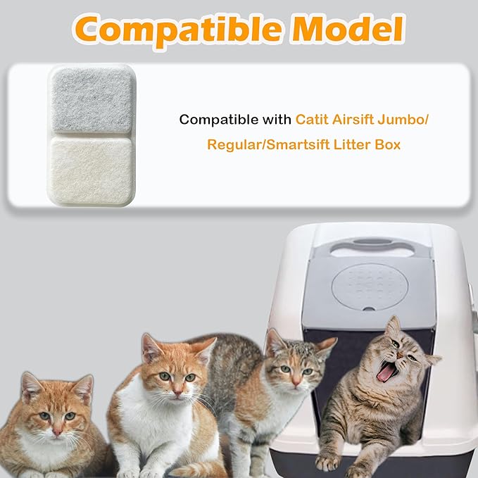 12 Pack Activated Charcoal Filters Refills for Catit Litter Box, Odor Filters for Catit Airsift Jumbo Hooded Cat Litter Pan