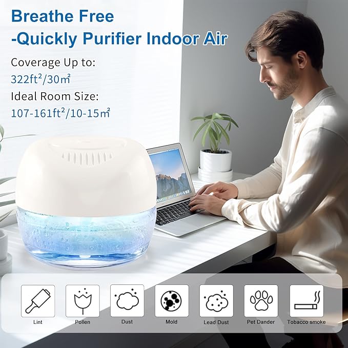 Purifier Air Washer, Air Fresher Aroma Diffuser for Home, Office, Air Purifier with Night Light (White)