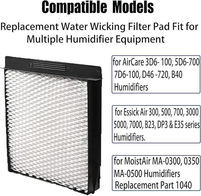 1040 Super Wick Humidifier Filter Replcement for AirCare/Essick-Air/MoistAir B23 DP3 B40 B40-C 3D6-100 5D6-700 7D6-100 D46-720 CM330 500 700 3000 Series Humidifiers Wicking Filters (3 Pack)