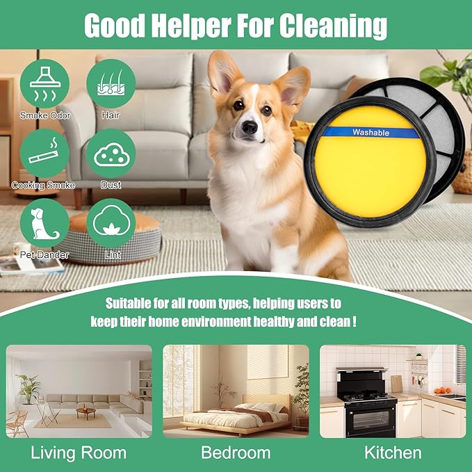 4PCS Washable Filter for Eureka DCF25 & EF7 Fit AS3030AE, AS3033A, AS3101A, AS3104AX, AS3304A Vacuum Cleaner Replacement, Parts 67600 & 68657