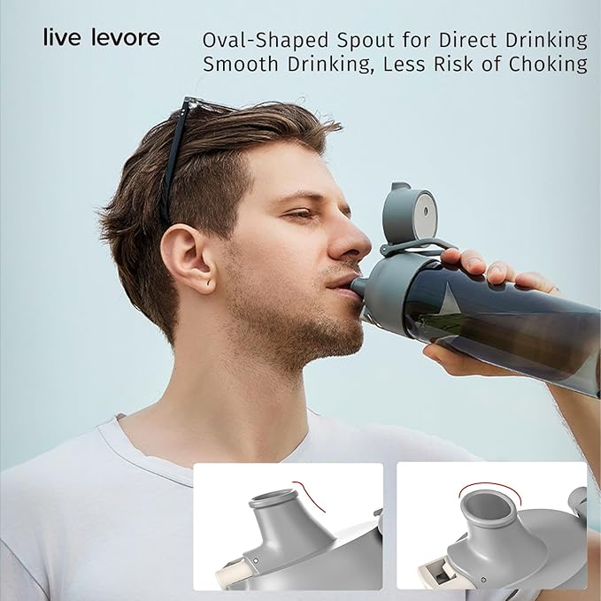 750ml Leak Proof Water Bottle with Flip Top Lid, BPA-Free USA Tritan Drink Bottle, Dishwasher Safe for Office, Outdoor & Daily Use (Grey, 1 Pack)