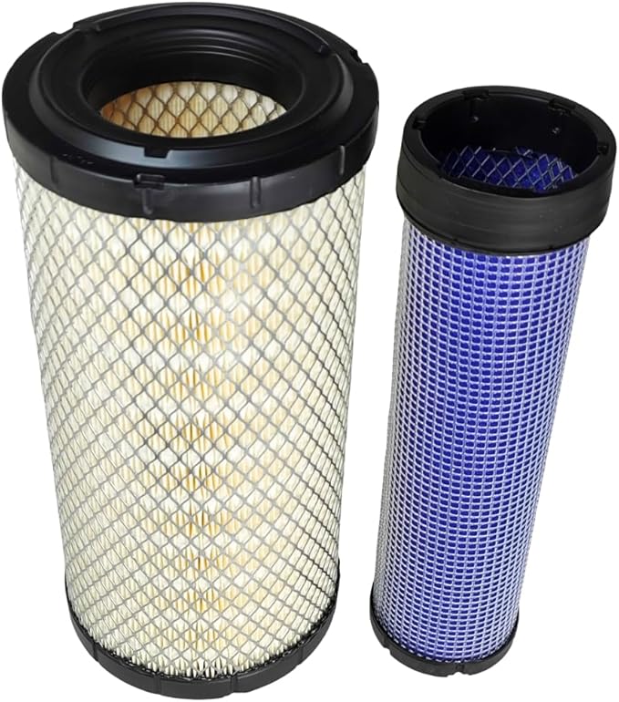 Air Filter Set P828889 P829333 AT171853 AT171854 110-6326 110-6331 46562 46569 222421A1 222422A1 RS3544 RS3545 Compatible with John Deere Kubota Case New Holland Backhoe Loader Tractor 5103 5203