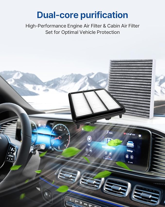 Engine & Cabin Air Filter Fits 2023-2024 CR-V, 2022-2024 Civic, Replacement for CF11182 CA12932