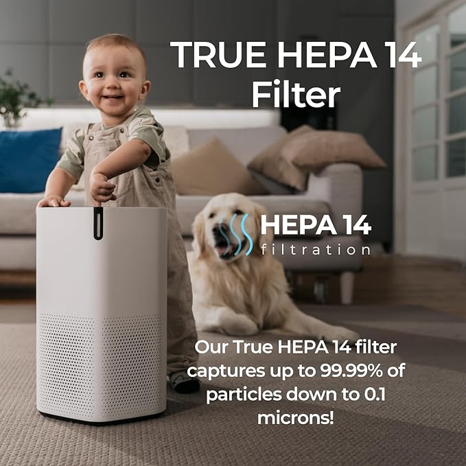 AirPro Purifier for Home and Bedroom | HEPA 14 Filter | Ultra-Quiet Air Cleaner | Activated Carbon Filter and Essential Oil Diffuser - 1 Pack