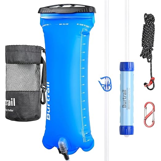 Gravity-Fed Water Filtration System, Portable Gravity Water Filter Camping, Hiking, Backpacking & Emergency Preparedness Water Purifier Survival, 0.01 Micron Water Filter Straw & 3L Bag