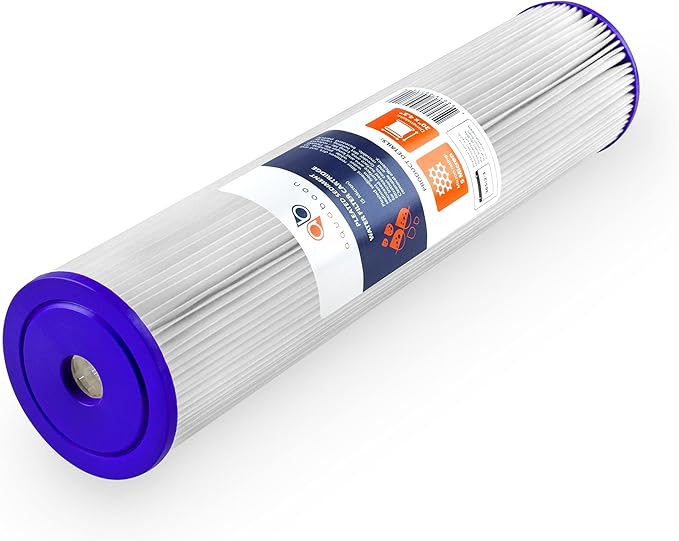 Aquaboon 20 Inch Whole House Pleated Water Sediment Filter Replacement 5 Micron Water Filter Cartridge Compatible with ECP5-20BB, SPC-45-2005, 6-Pack