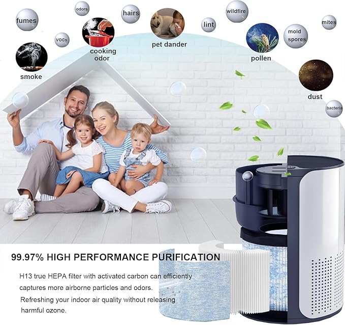 2 Pack MA-01CW Replacement Filter, Compatible with Miko Ibuki Air Purifier C102, H13 True HEPA