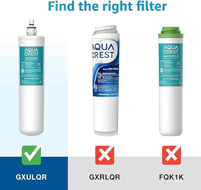 AQUA CREST FQK1R, GXULQK, GXK140TNN, GXULQR, NSF/ANSI 42 372, Replacement Filter for GE GXK140TNN and GXULQK systems, reduces Lead, Chlorine & Other Impurities for Better Water, 2K Gallons (Pack of 2)