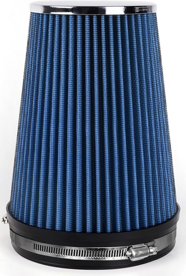 6" Inlet Cold Air Intake Filter Cone Replacement Performance Washable Clamp-On Dry Air Filters Blue (8" Tall)