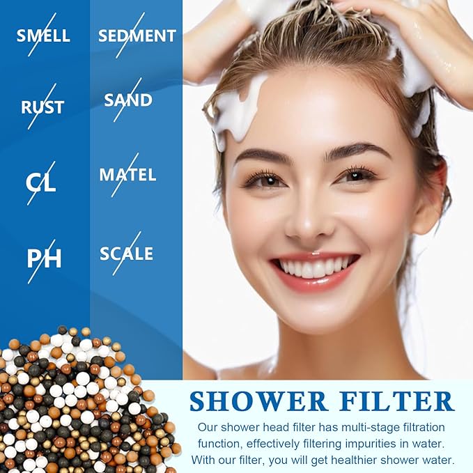 Replacement Filter for Shower Head,Compatible with SR SUN RISE Handheld Shower Head Cartridge,for Hard Water Remove Chlorine and Harmful Substances.(4 Pack)