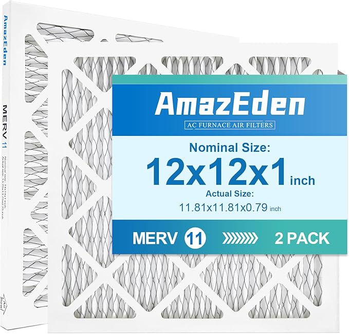 12x12x1 Air Filter MERV 11 (2-Pack) MPR 1000 FPR 7 AC Furnace Filters Pleated Home Dust Defense Replacement Filters (Exact Dimensions: 11.81"x11.81"x0.79")
