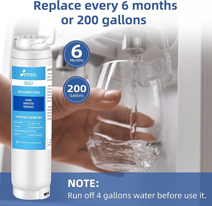 11034152 Water Filter Replacement Fit Bosch Thermador Ultra-Clarity 644845 REPLFLTR10 BORPLFTR10 9000-077104 9000194412 B26FT70SNS B22CS80SNS, Thermador 11028820 00740560, 3 Packs SETFEEL