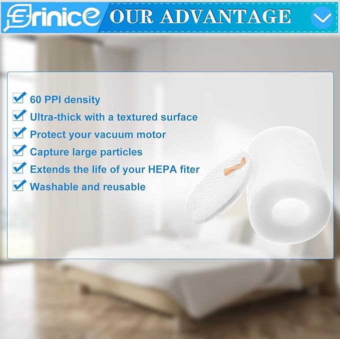 Replacement Base Pre-Motor Filters for Shark AI Robot Vacuum AV2501S AV2501AE RV2502AE AV2511AE RV2520AOUS AV2510AOUS RV2610WA UR2 500SR Parts, 4 Foam & Felt Filters, Replace Part: XBPFRV2500