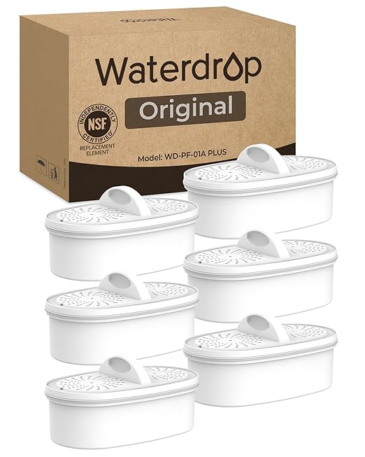 [Original] Waterdrop WD-PF-01A Plus Replacement Filters for All Waterdrop Pitcher Filtration System, Reduces PFAS, PFOA/PFOS, Chlorine, Last Up to 3 Months or 200 Gallons (Pack of 6)