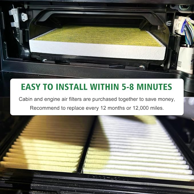 2PCS Cabin Engine Air Filter Kit Fits for 2019 2020 2021 2022 2023 2024 2025 Altima 2.5L,Replacement for 16546-6CA0A,272775NA1A, CA12551,272776CA0A