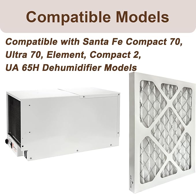 4 Pack 9 x 11 x 1 MERV 13 Replacement Dehumidifier Filters, Compatible with Santa Fe Compact 70, Ultra 70, Element, Compact 2, UA 65H Dehumidifier Models - for Crawl Spaces and Basements