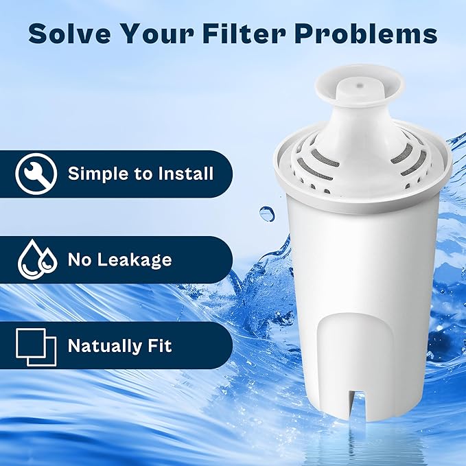 Replacement for Brita Water Filter Pitchers Dispensers, Classic 35557, Ob03, Mavea 107007- BPA-Free, Reduce Tds - 6 Filters for Pitchers- by TOMOON