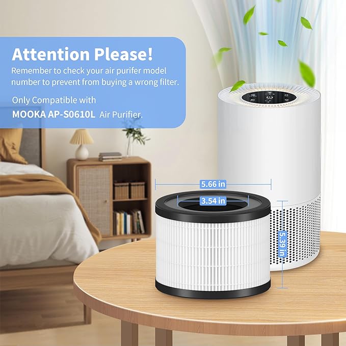 2 Packs AP-S0610L Replacement Filter Compatible with Mooka AP-S0610L Air Cleaner Purifier, 3-Stage Filtration System