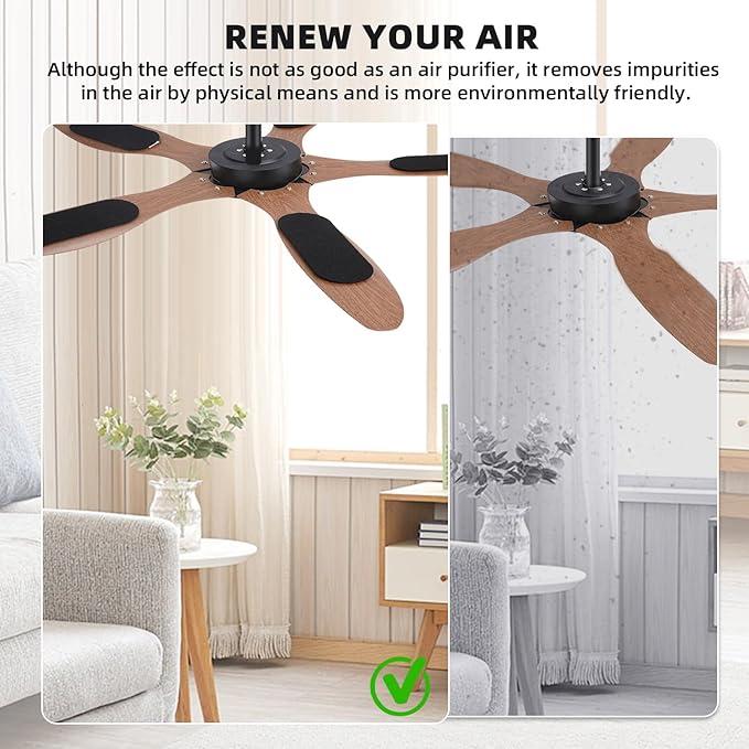 10 Pack Ceiling Fan Filters for Blades, 95% Activated Unscented Coconut Shell Carbon Filter, Ceiling Fan Air Purifier Pads for Common Household Contaminants, Unscented, Easy to Stick, Clean